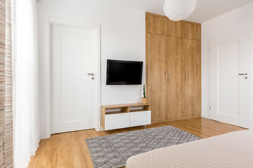 Pared de la TV práctico dormitorio minimalista photo