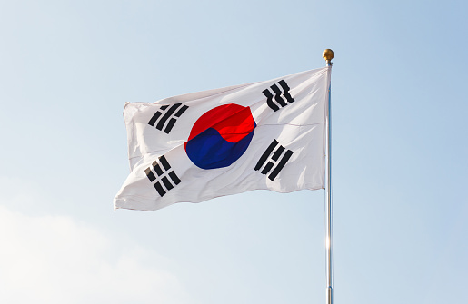 South Korea flag waving.