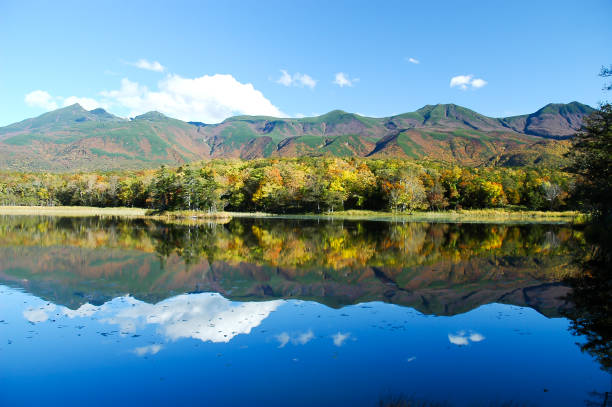 Shiretoko Five Lakes in Autumn, Eastern Hokkaido, Japan Shiretoko Five Lakes in Autumn, Eastern Hokkaido, Japan shiretoko mountains stock pictures, royalty-free photos & images