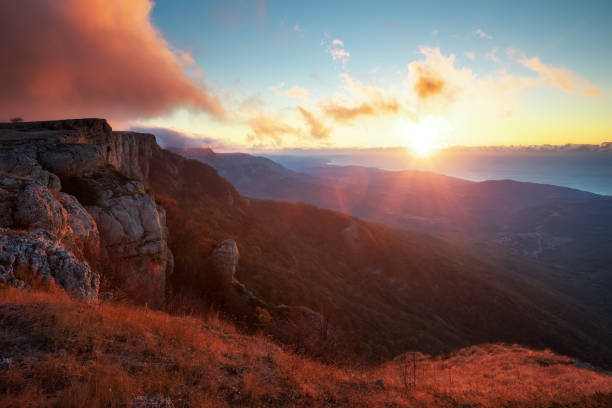 istock Beautiful mountain landscape in autumn time during sunset 820584452