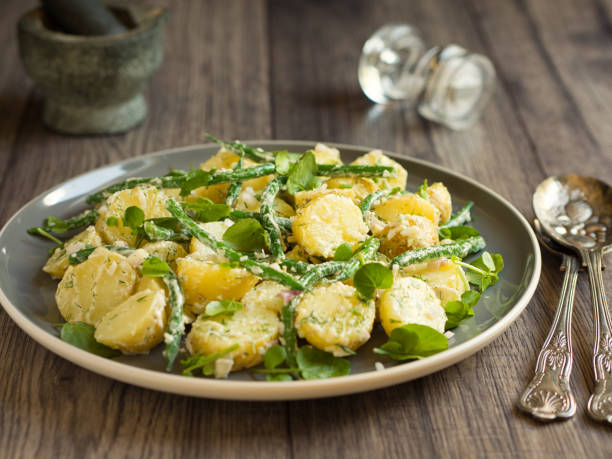 potato and green beans salad Home made freshness potatoes green beans salad green bean stock pictures, royalty-free photos & images