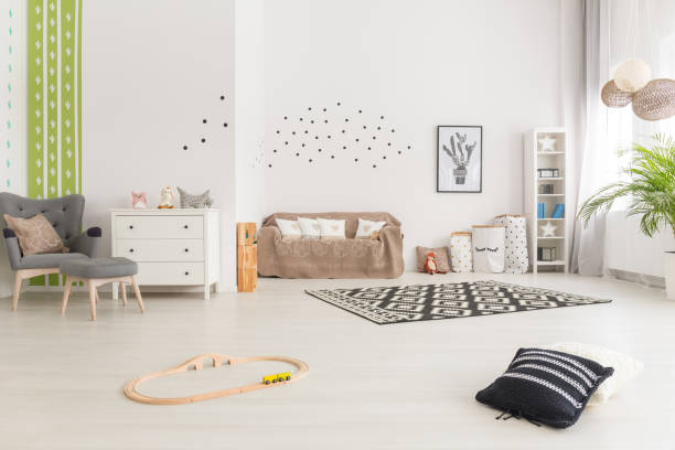 istock Simple multifunctional baby room design 820593776