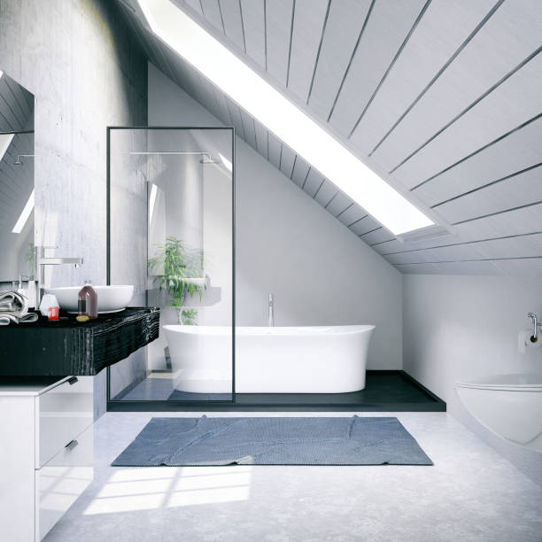 лофт ванная комната - tile bathroom tiled floor marble стоковые фото и изображения