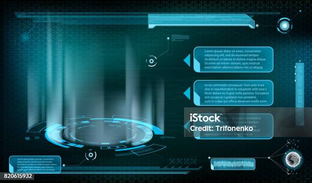 Ilustración de Diseño De Interfaz De Usuario Del Menú De Hud y más Vectores Libres de Derechos de Futurista - Futurista, Dispositivo de pantalla, Monitor de ordenador