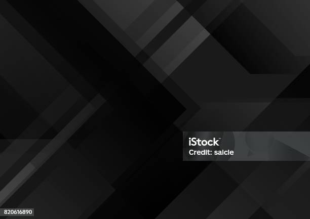 Abstract Black Tech Geometric Background Stock Illustration - Download Image Now - Black Color, Backgrounds, Abstract Backgrounds