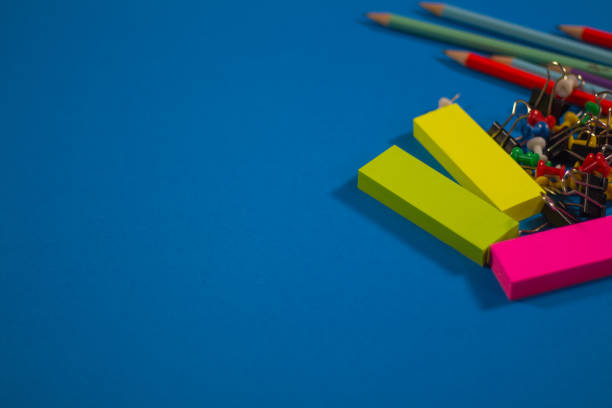 istock School stationery on table with copy space, education. 820627282
