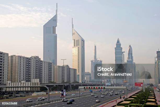 Sheikh Zayed Road Dubai Stock Photo - Download Image Now - Apartment, Architecture, Built Structure