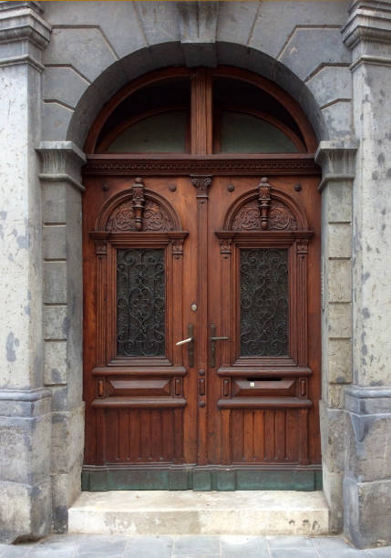 istock antique door with beautiful wrought iron floral pattern 820647662