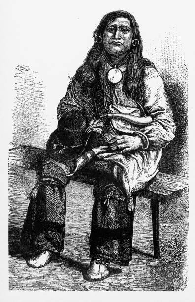 istock Portrait of an American Indian Engraving, 1862 820657576