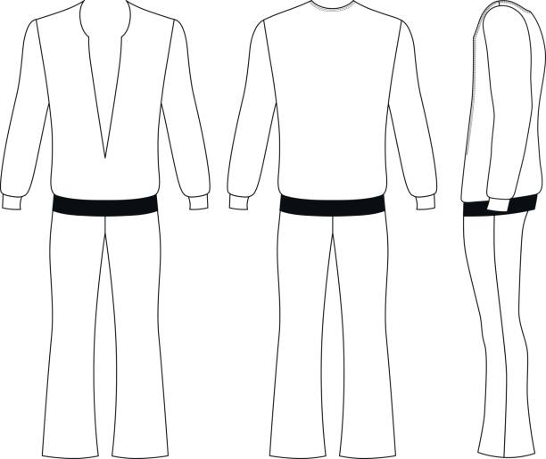 男のパンツのフレアし、ロングスリーブ t シャツ - long sleeved shirt black templates点のイラスト素材／クリップアート素材／マンガ素材／アイコン素材