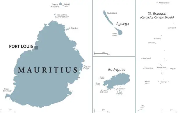 Vector illustration of Mauritius political map