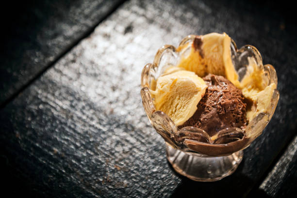 istock classic chocolate and vanilla ice cream in bowl 820678306