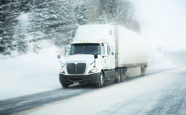 istock Semi-truck on winter 820702804