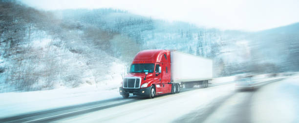 istock Semi-truck on winter 820709286