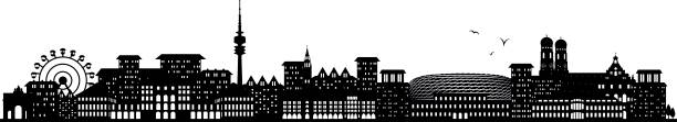 stockillustraties, clipart, cartoons en iconen met münchen skyline zwart - münchen