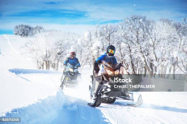 Snowmobile Fun Stock Photo - Download Image Now - Snowmobile, Snowmobiling, Driver - Occupation