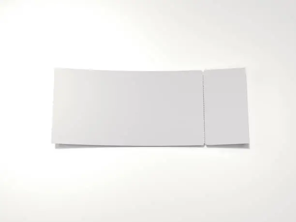 Blank tear-off ticket isolated on white background. 3d rendering