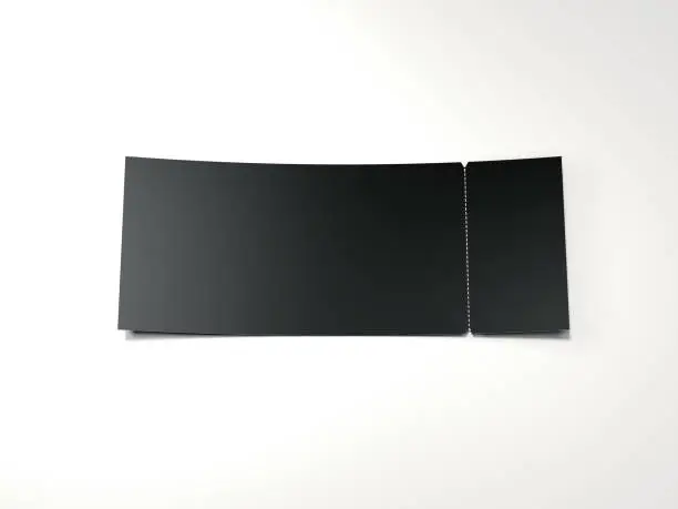 Black blank tear-off ticket isolated on white background. 3d rendering