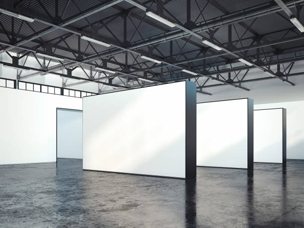 istock Modern bright loft gallery with blank walls. 3d renedring 820719642