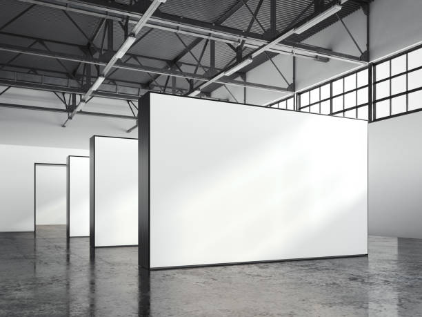 istock Modern loft gallery with blank walls . 3d renedring 820719676