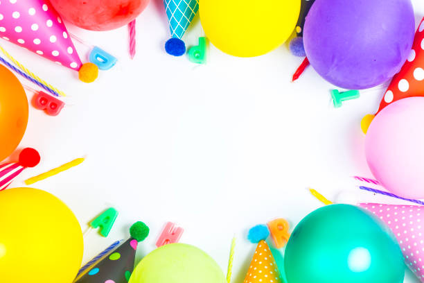 istock concept birthday party on white background top view pattern 820722240