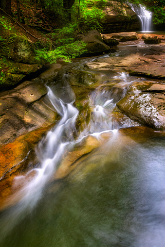 A small woodland waterfall in Hocking Hills State Park, Ohio