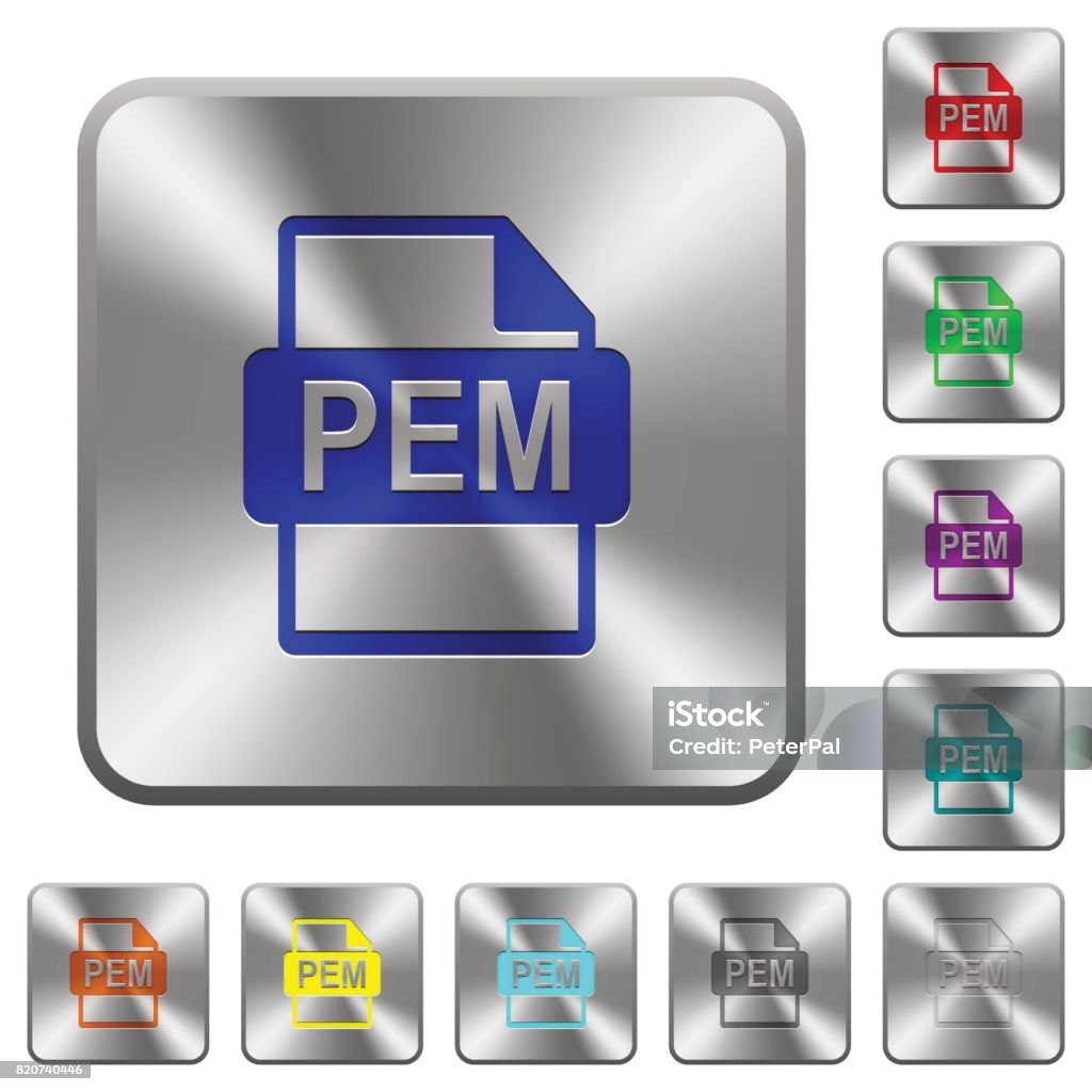 Pem Rounded Pin Pem File Format Rounded Square Steel Buttons Stock Illustration ...