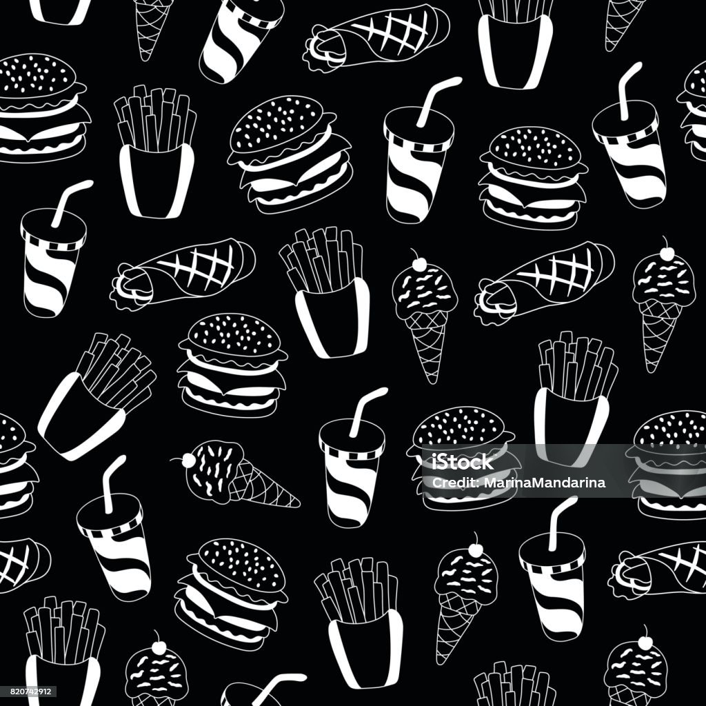 Fast Food Stock Pattern Fast Food Pattern Stock Illustration - Download Image Now - Backgrounds ...