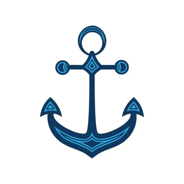 Vector illustration of Water anchor with geometric pattern.