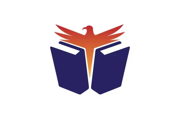 Vector illustration of Bird Book Store Design Symbol