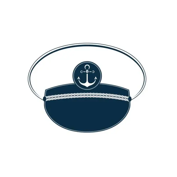 Vector illustration of Captain hat icon. Sailor cap.