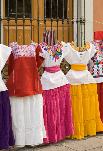 Traditional Womens Clothing Dresses For Sale At Street Market Oaxaca Mexico  Stock Photo - Download Image Now - iStock