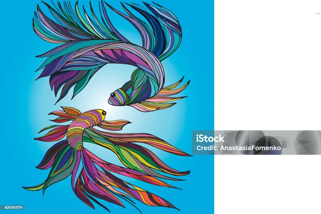 Two small fishes, yin-yang, hand-drawn, vector illustration Astrology Sign stock vector