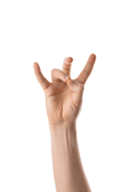 istock Man keep fingers crossed, hand gesture. Isolated on white 820765312