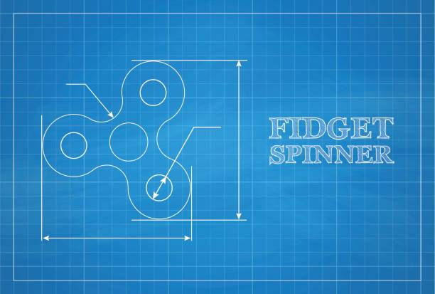 stockillustraties, clipart, cartoons en iconen met zenuwachtig spinner blauwdruk - handspinner