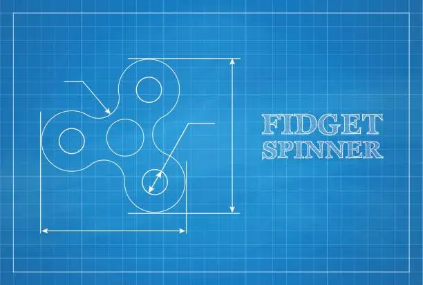 Vector illustration of Fidget spinner blueprint