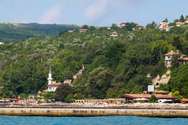 Photo of Cityscape, view of balchik city, palace of queen Marie on black sea coast in Bulgaria