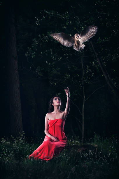 istock Beautiful woman with an owl. 820770832
