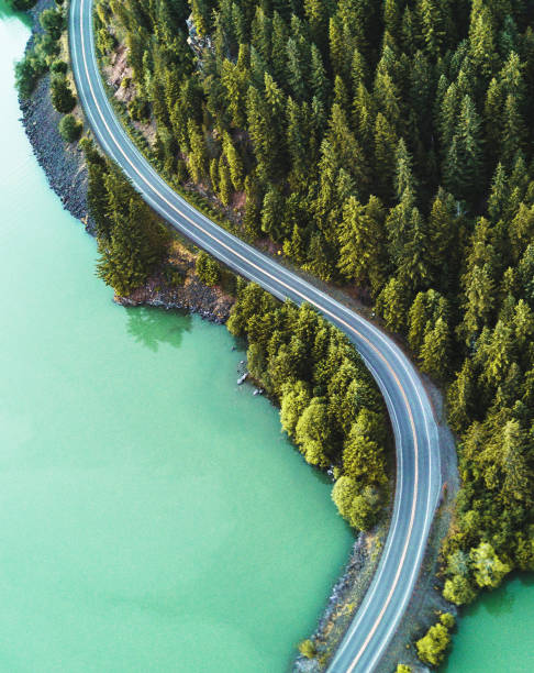 luftaufnahme von diablo lake - day washington state vertical outdoors stock-fotos und bilder