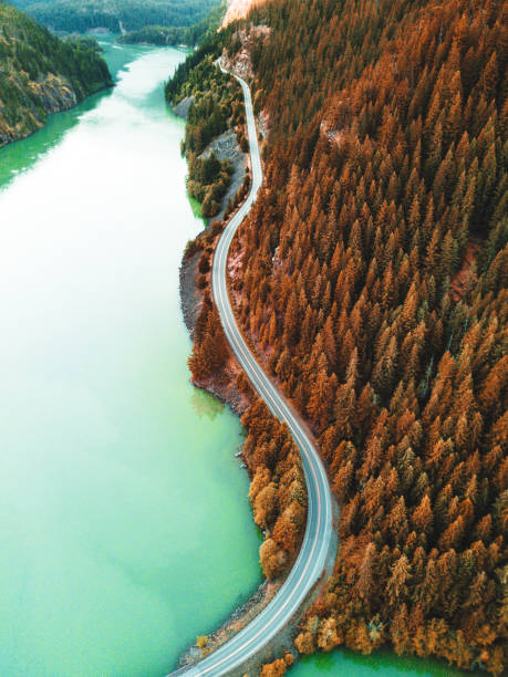 istock diablo lake aerial view 820775932