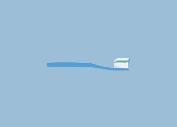 Flat Toothbrush With Toothpaste Illustration vector art illustration