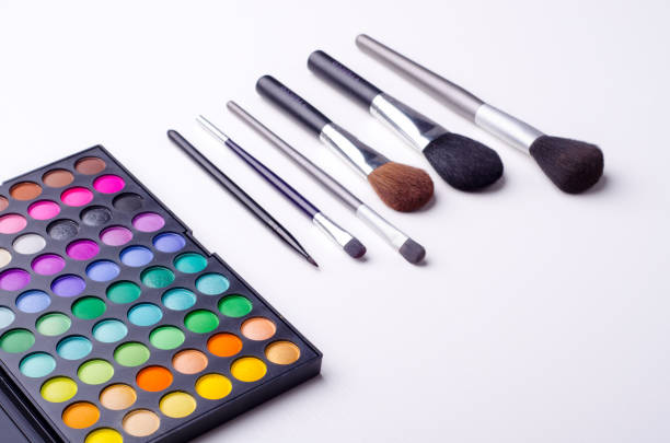istock Professional set for makeup, brushes, and swatches 820778132