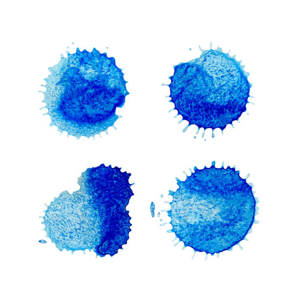 istock Set of blue watercolor stains. Blue watercolor splash. 820781664