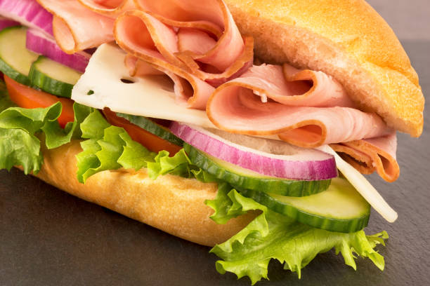 istock Close up on submarine ham sandwich 820784632
