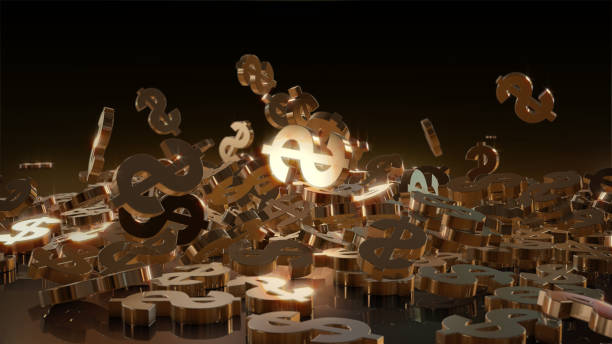 istock 3d rendering of falling signs of dollars. 820786648