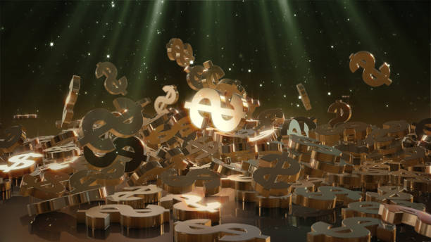 istock 3d rendering of falling signs of dollars. 820787924