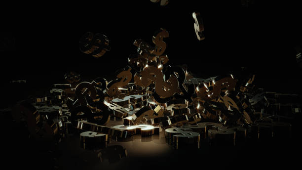 istock 3d rendering of falling signs of dollars. 820792994