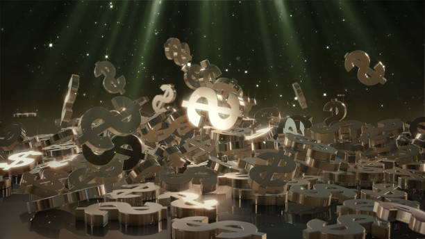 istock 3d rendering of falling signs of dollars. 820793122