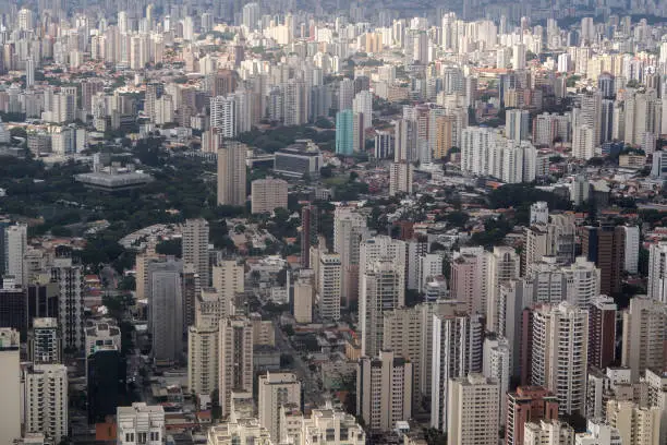 Aerial view Sao Paulo city - Brazil - Growth of cities