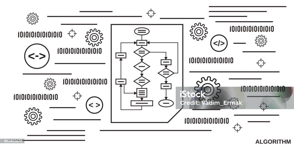 Algorithm Processing Program Coding Application Development Stock ...